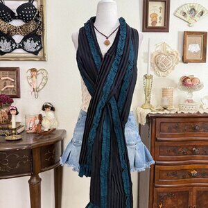 whimsigoth witchy revisable floral velvet striped ruffle scarf